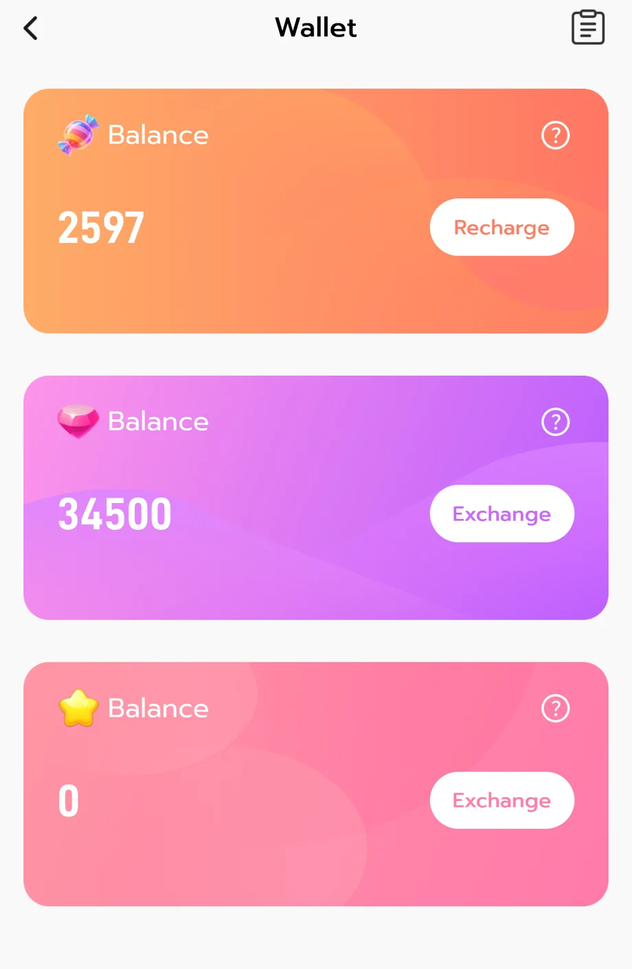 หน้า Wallet ในแอพ IDOL+ แยกกระเป๋า Candy Ruby และ Star